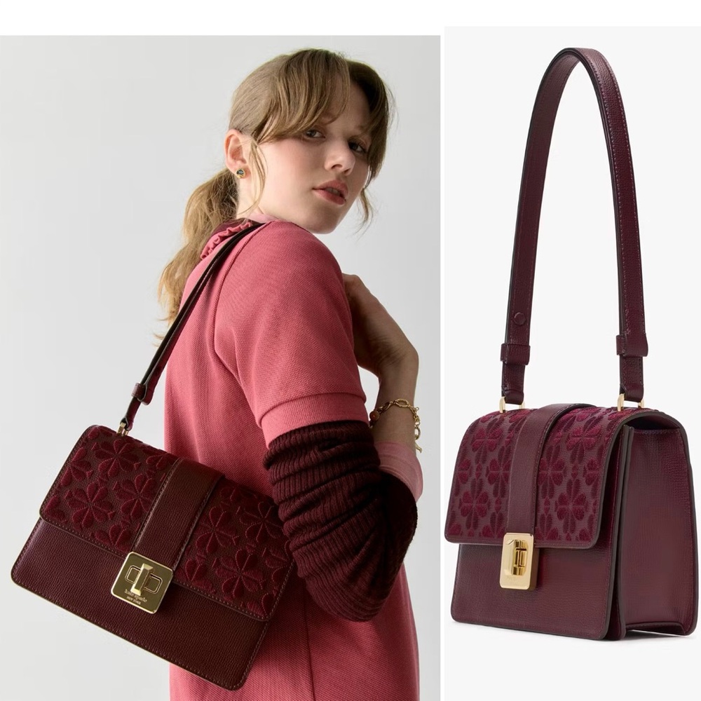 Kate Spade New York Spade Flower Embroidered Flap Shoulder Bag ♠️ KM153